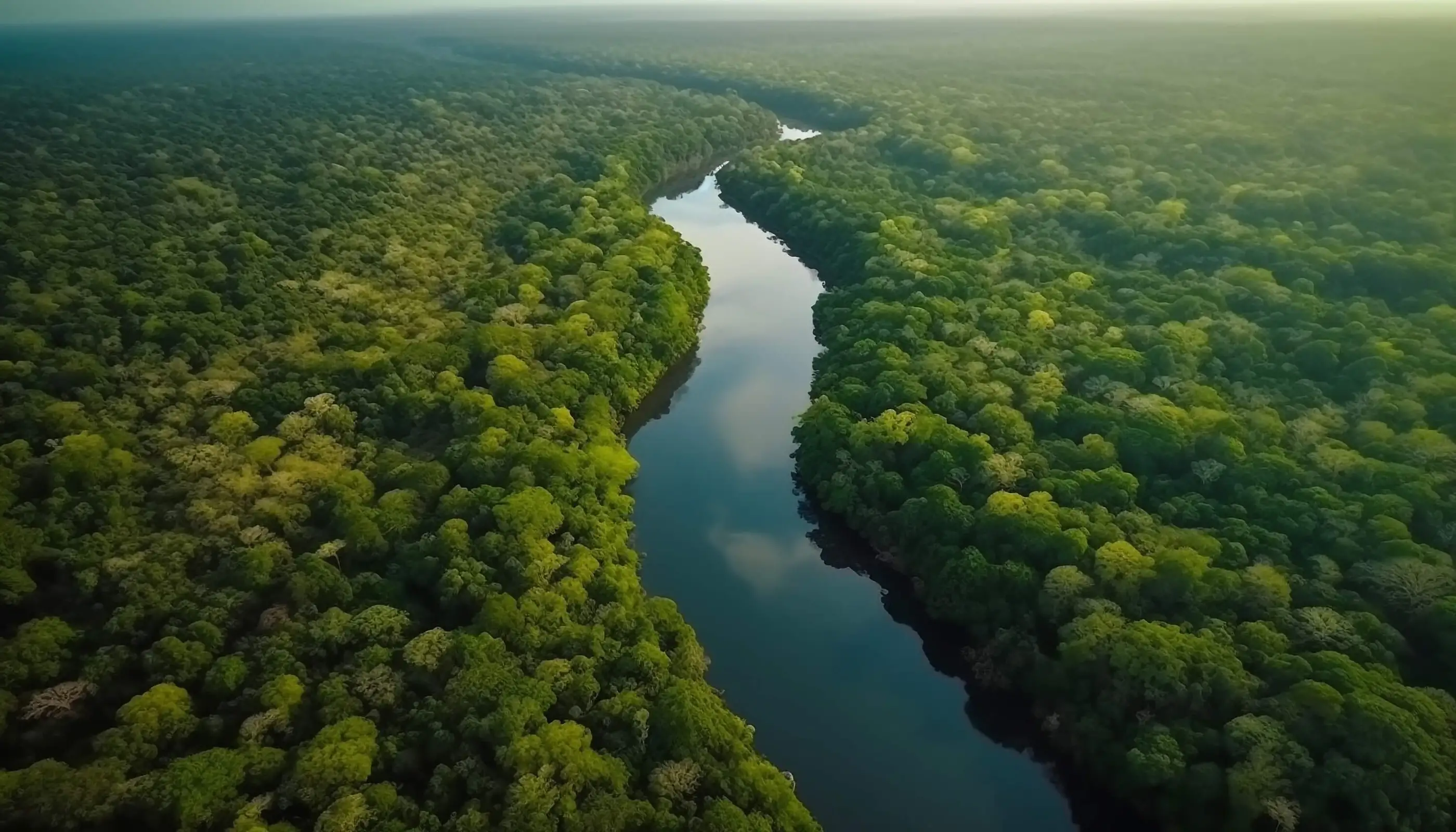 A river running through the Amazon rainforest