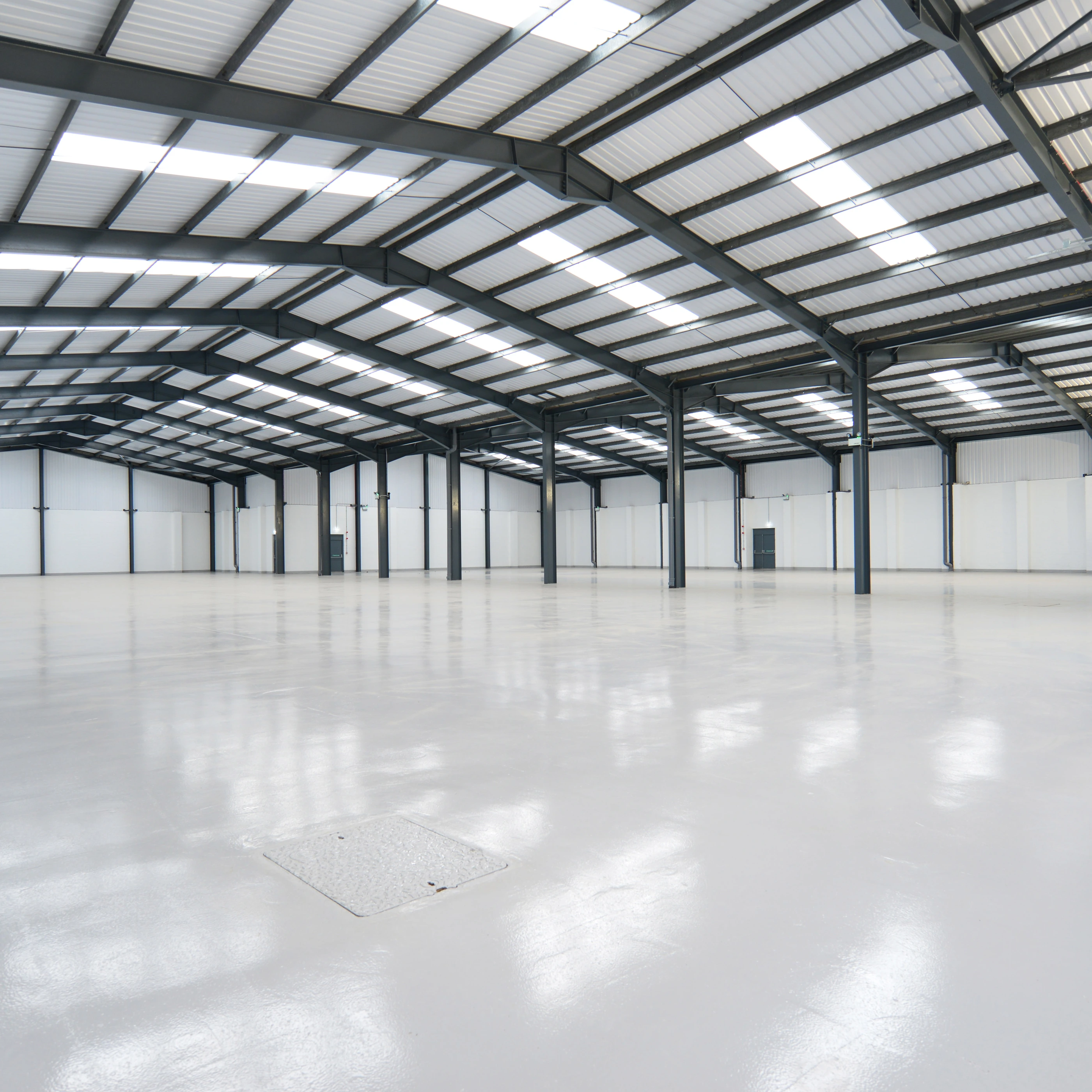 View of a large empty warehouse unit