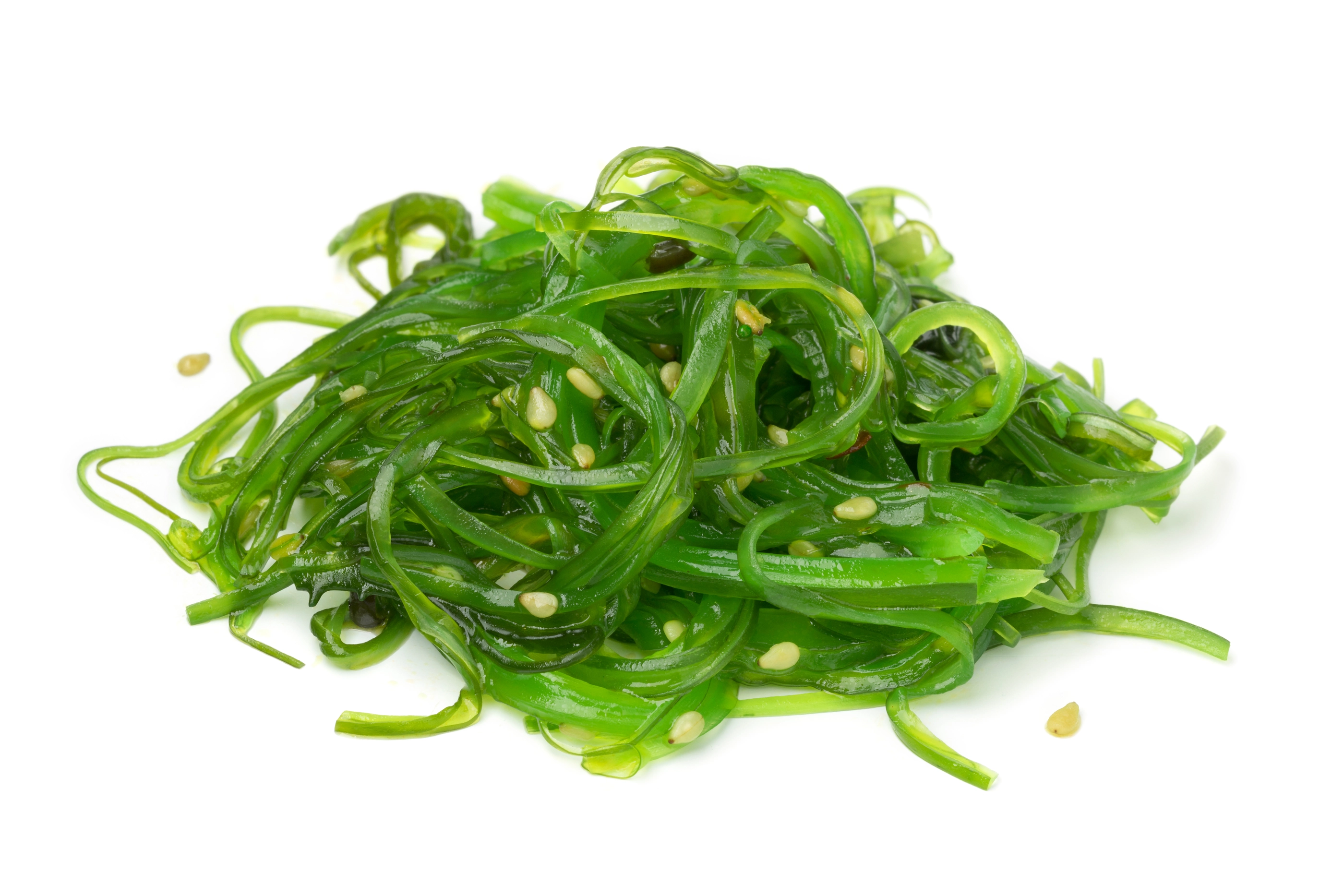 Heap of organic Japanese Wakame salad isolated on white background; Shutterstock ID 1293653092; purchase_order: nfi; job: ; client: ; other: 
