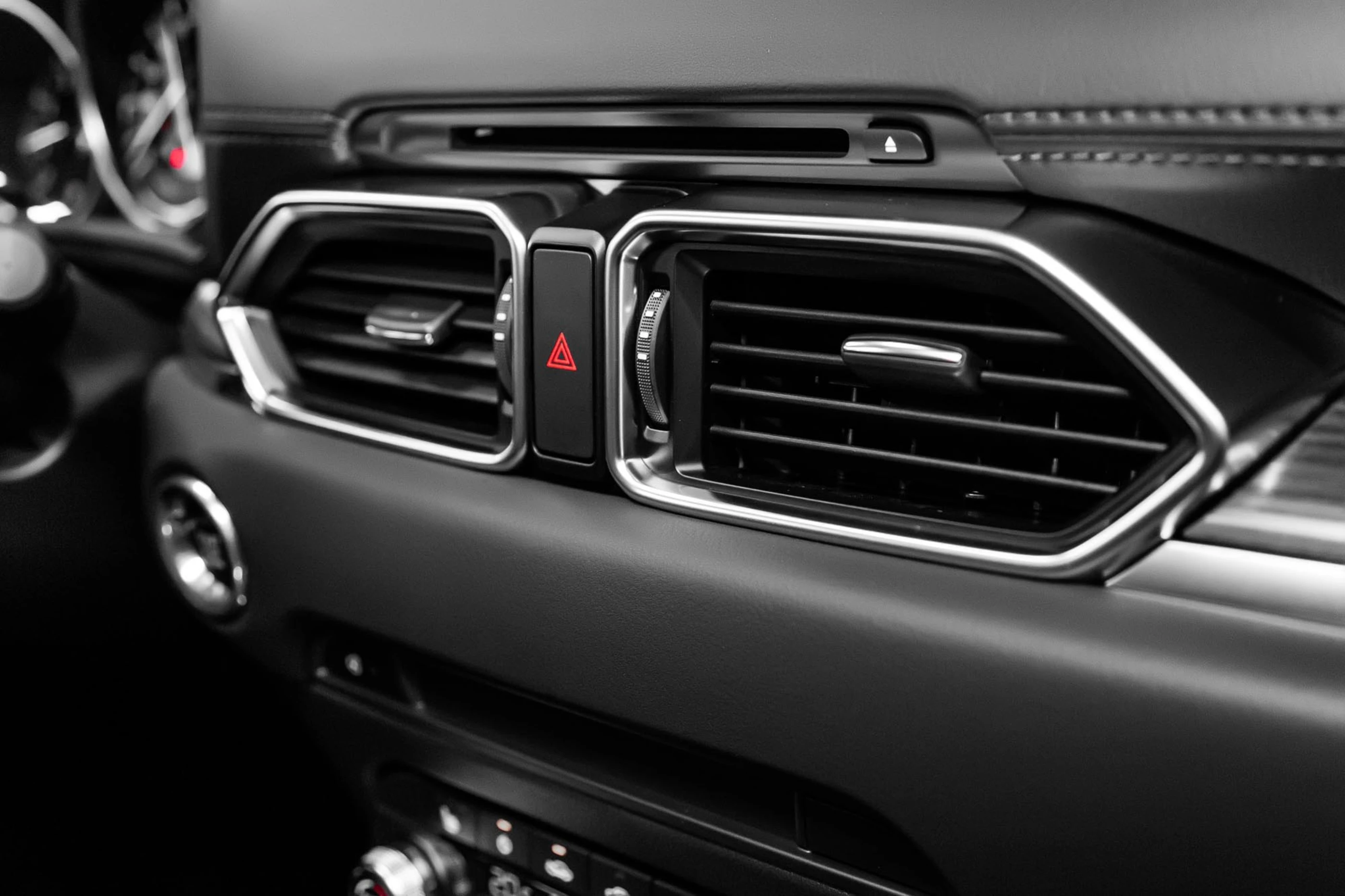 Close up car ventilation system and air conditioning - details and controls of modern car.
