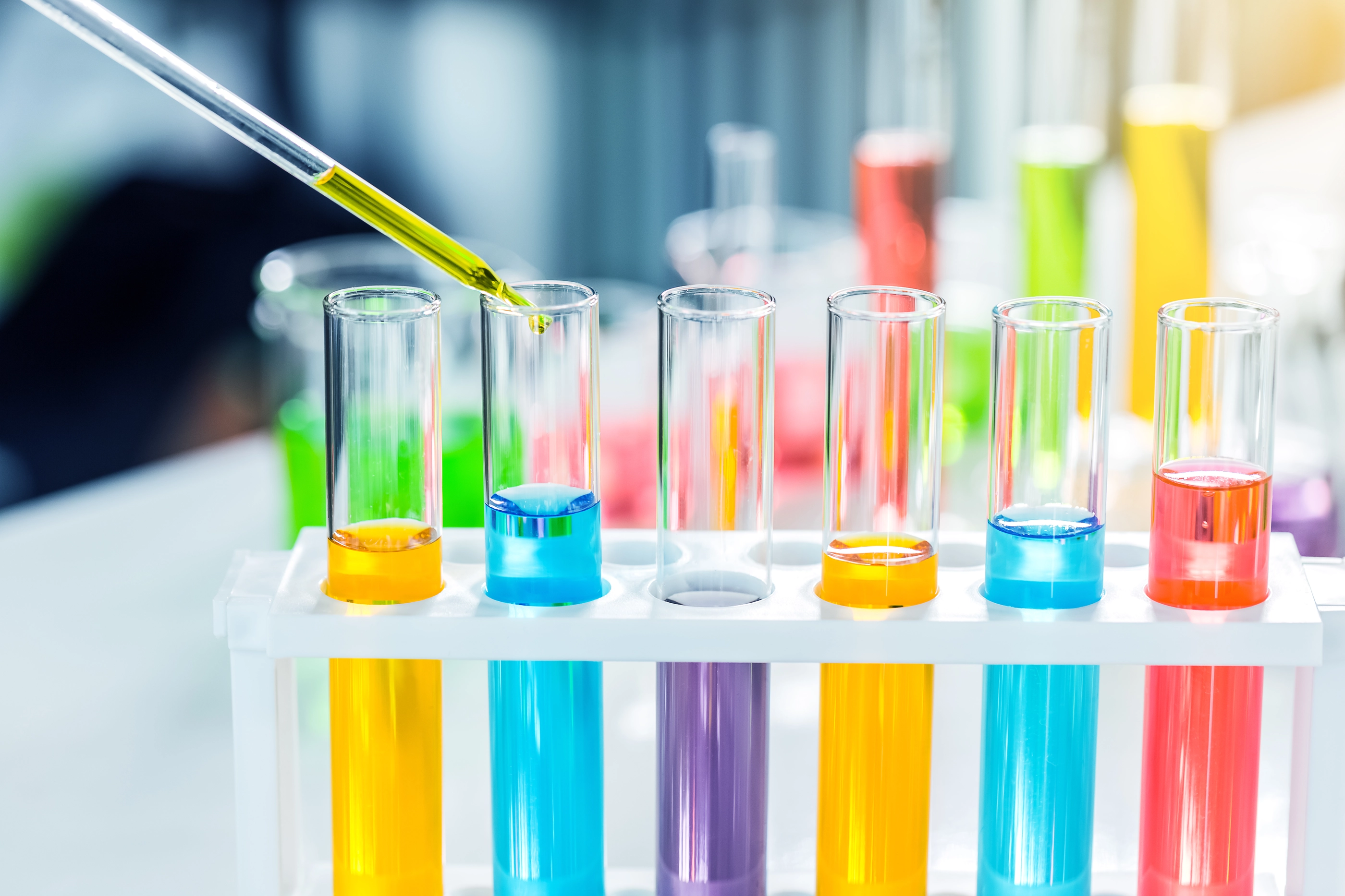laboratory research and development concept with lab glassware