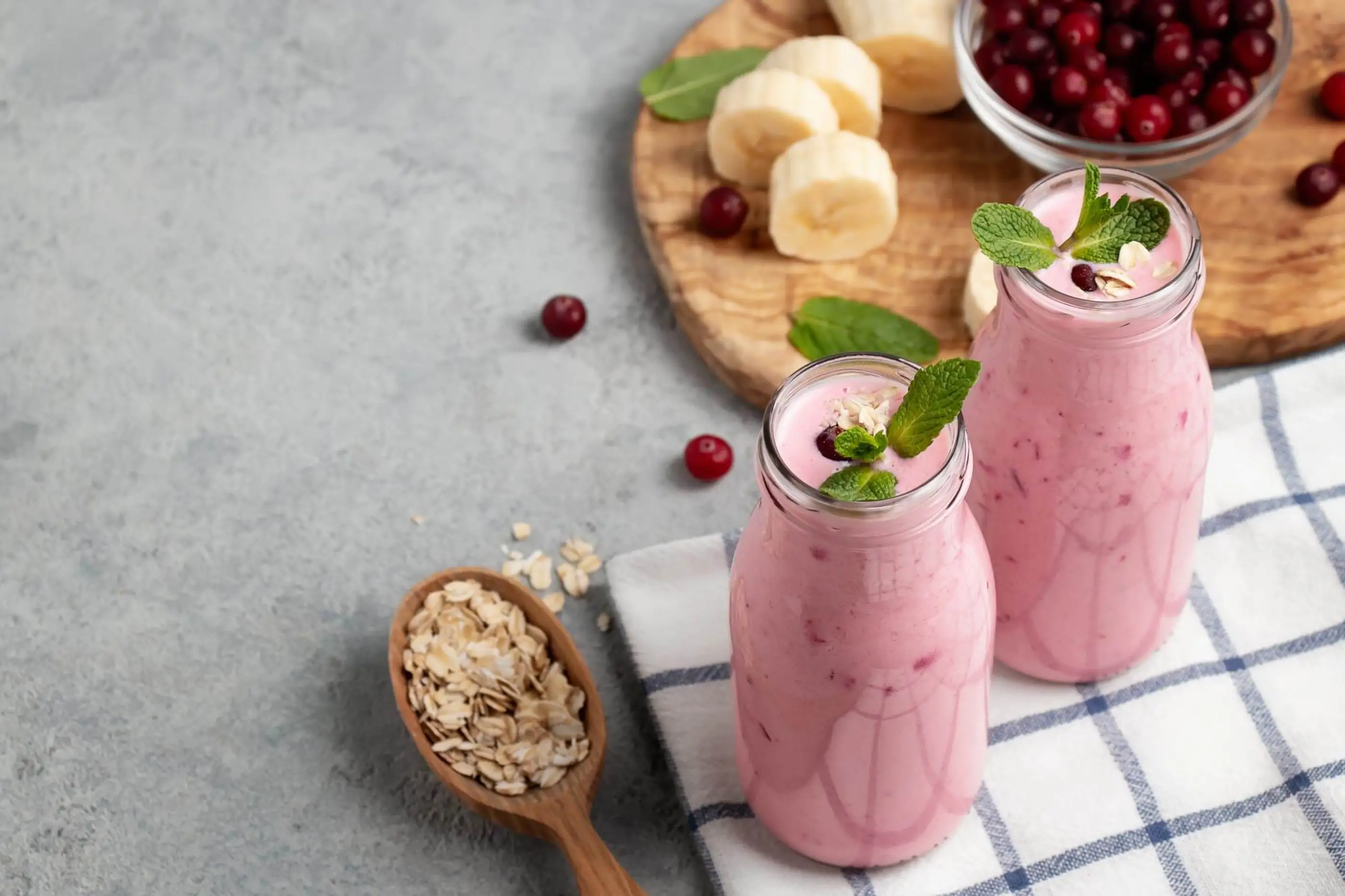 pink smoothies in glasses