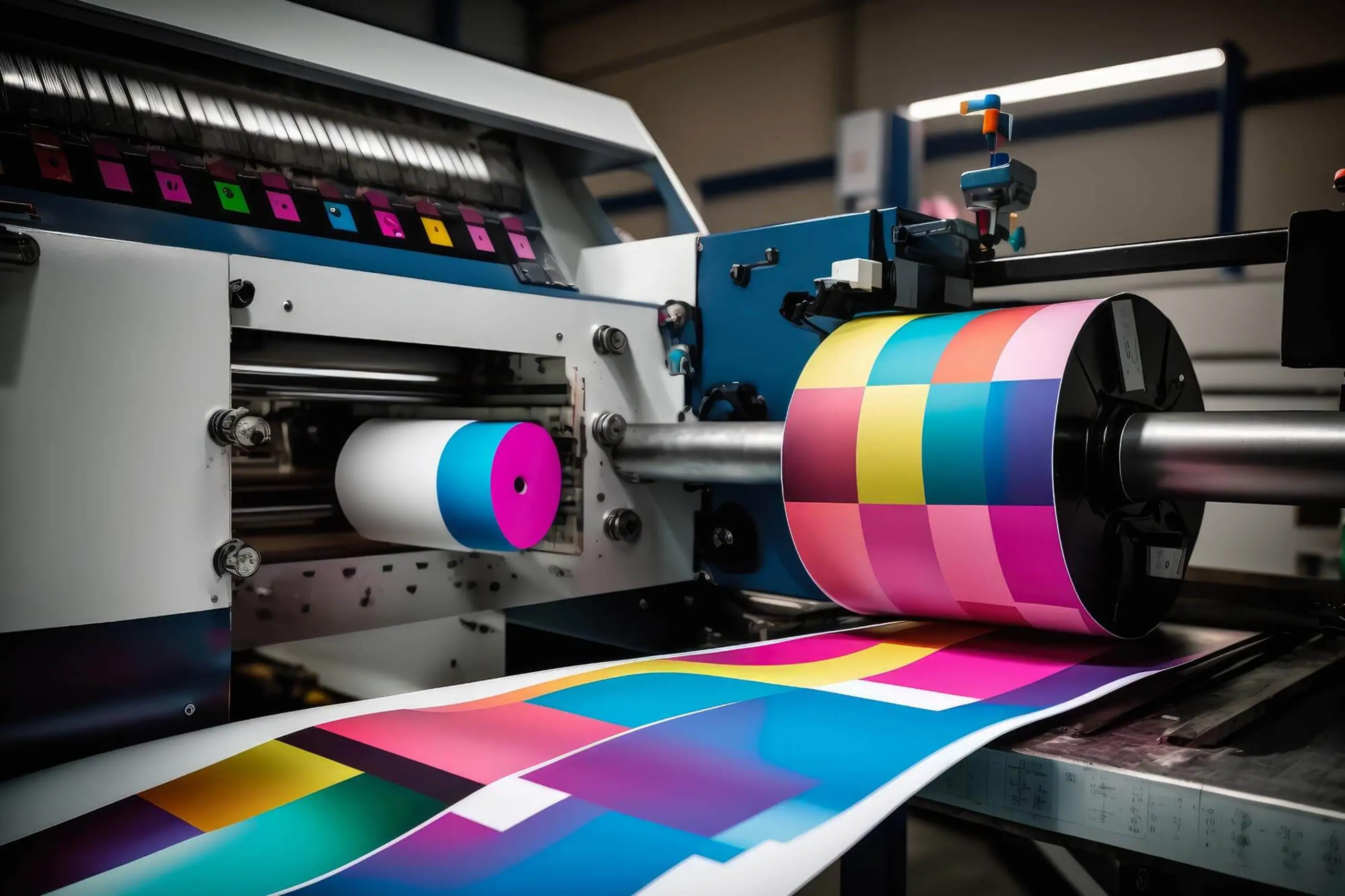rainbow printed paper in printer machine