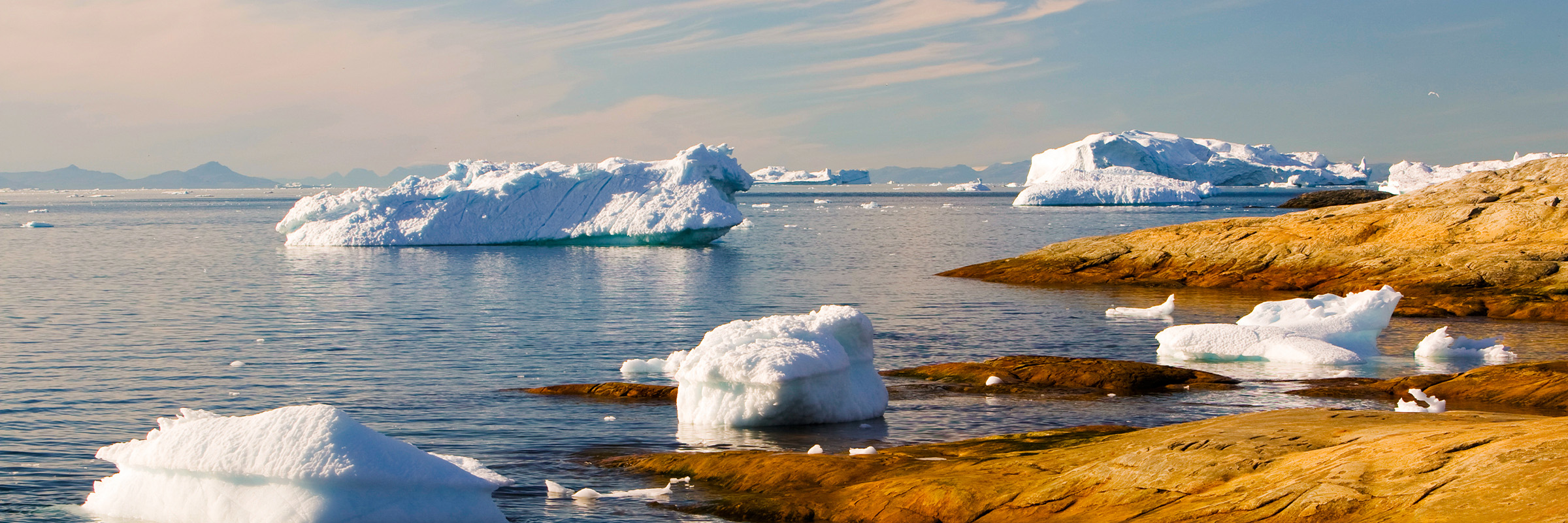 Highlight - Climate Change Icebergs from the Jacobshavn glacier.